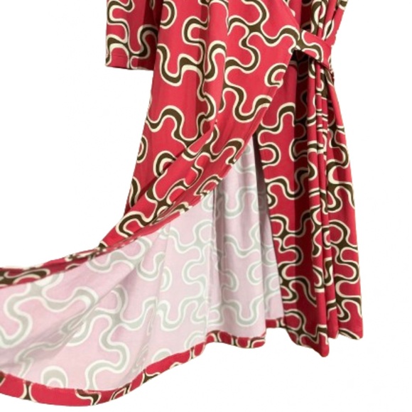 J. McLaughlin Women’s Vibrant Pink Multi Abstract Print Wrap Dress Sz-M - Picture 4 of 8